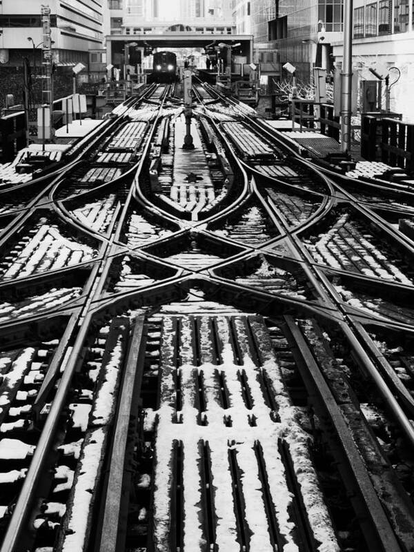 Chicago Poster featuring the photograph Chicago 'L' Tracks Winter by Kyle Hanson