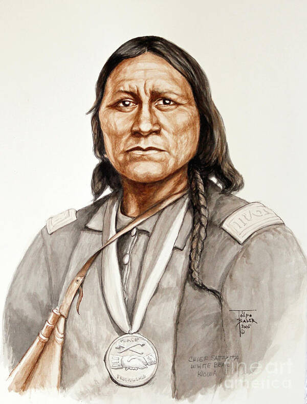 Native Poster featuring the painting Chief Satanta by Art By - Ti  Tolpo Bader