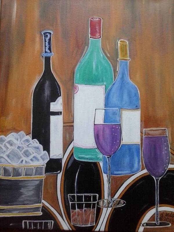 Wine Poster featuring the painting Chill Time by Damon Milton