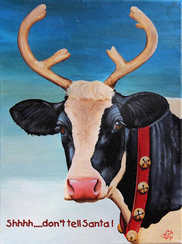 Cardinal Poster featuring the painting Christmas Cow by Laura Carey
