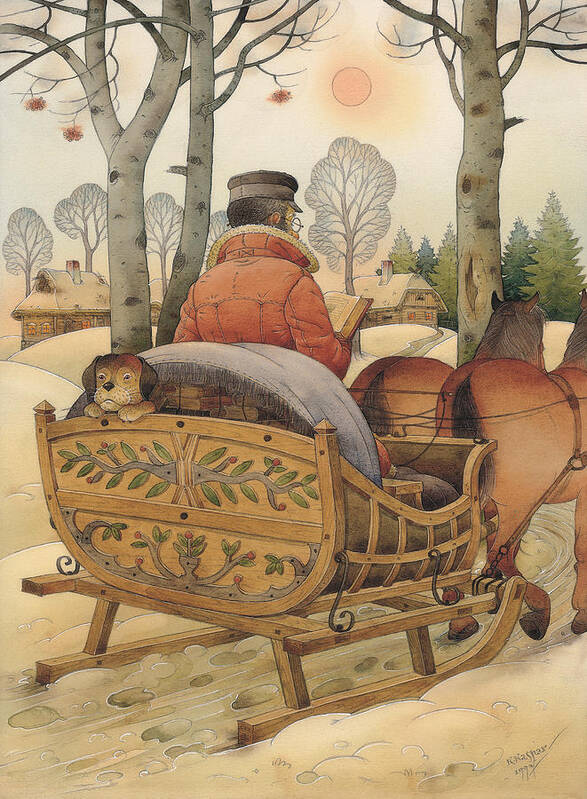 #faaAdWordsBest Poster featuring the painting Christmas Eve by Kestutis Kasparavicius