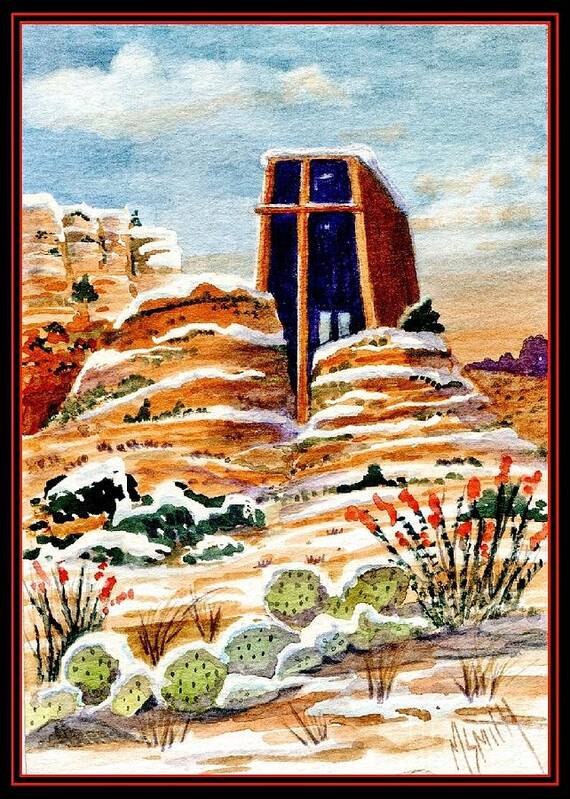 Chapel Of The Holy Cross Poster featuring the painting Christmas In Sedona by Marilyn Smith