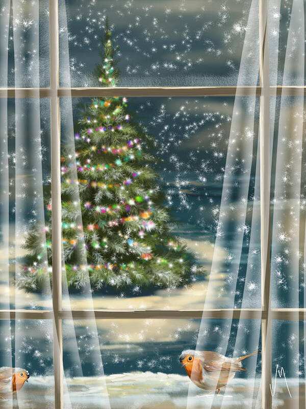 Christmas Poster featuring the painting Christmas night by Veronica Minozzi