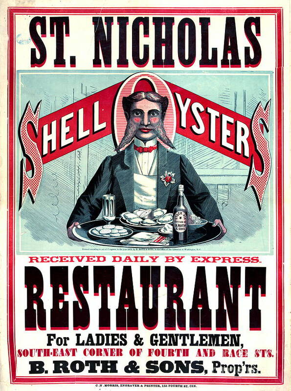 Cincinnati Restaurant Advertisement 1873 Poster featuring the photograph Cincinnati Restaurant Ad 1873 by Padre Art