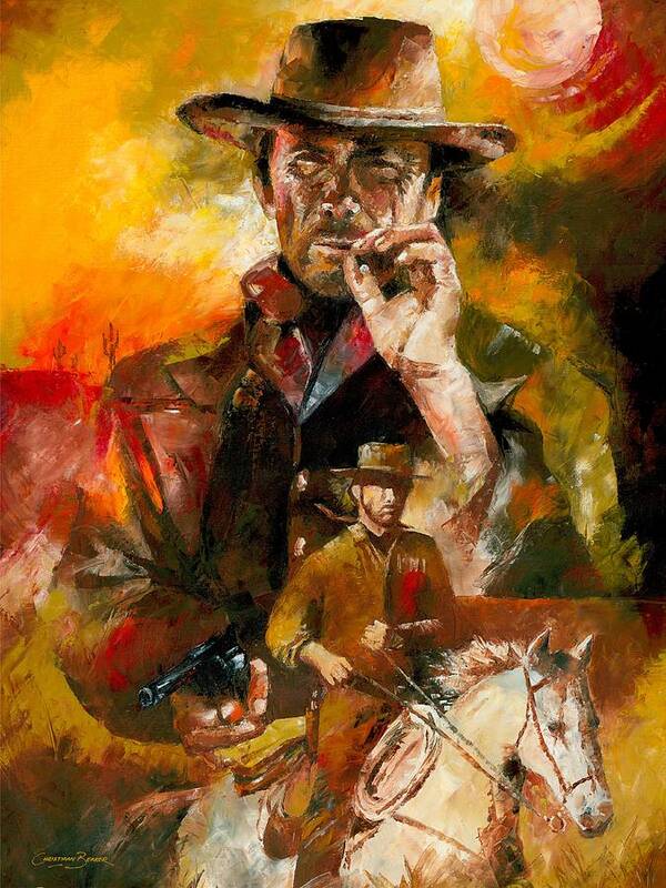 Western Poster featuring the painting Clint Eastwood by Christiaan Bekker