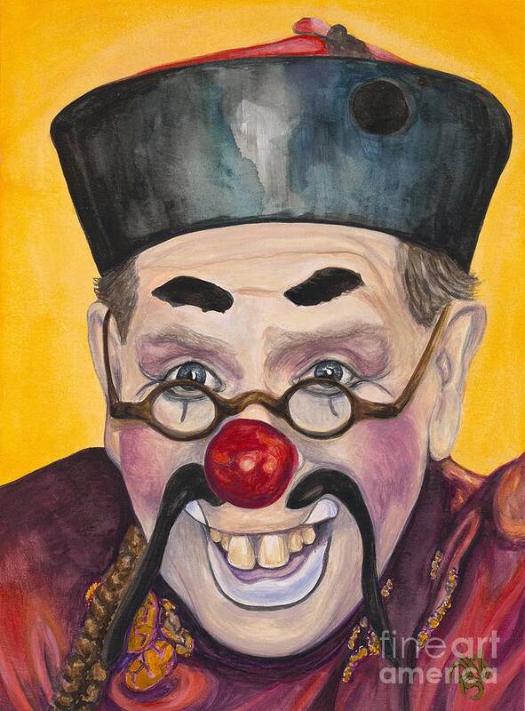 Greatclownportraits Poster featuring the painting Watercolor Clown #15 Bill Gillespie by Patty Vicknair