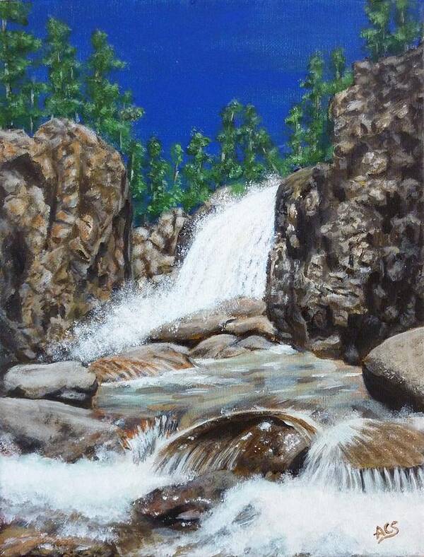 Colorado Waterfall Poster featuring the painting Colorado by Amelie Simmons