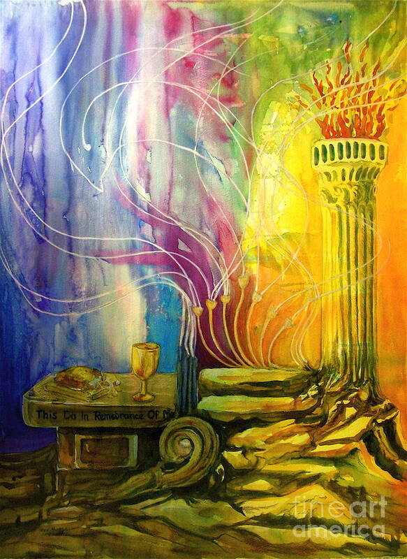 Faith Based Art. Poster featuring the painting Communion Table by Genie Morgan