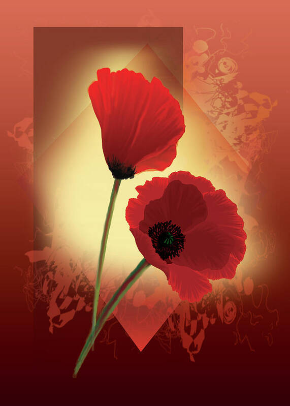Painting By Gina Femrite Poster featuring the painting Contemporary wild poppies by Regina Femrite