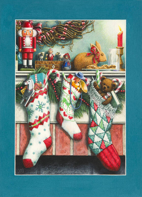 Christmas Stockings Poster featuring the painting Cookies For Santa by Lynn Bywaters