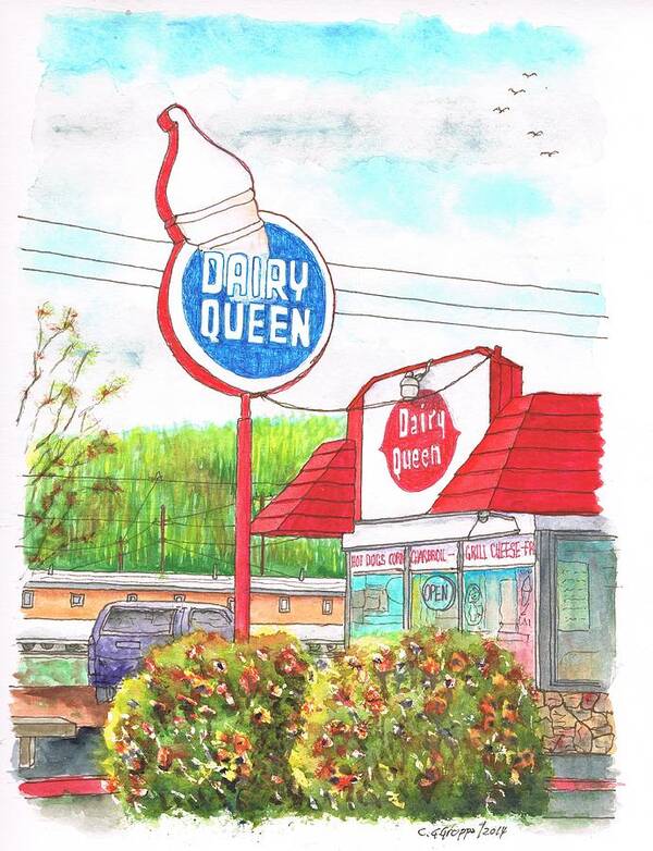 Dairy Queen Poster featuring the painting Dairy Queen in Route 66, Williams, Arizona by Carlos G Groppa