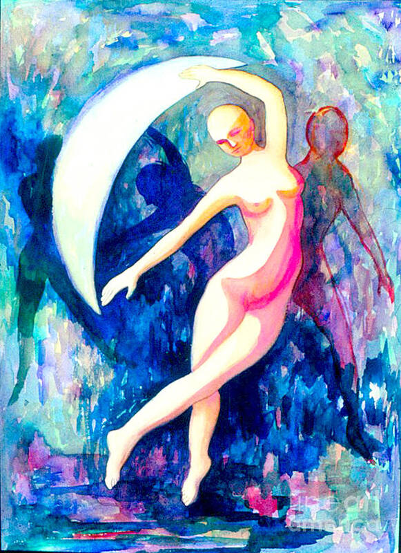 Female Poster featuring the painting Dancing with Shadow Self by Nancy Wait