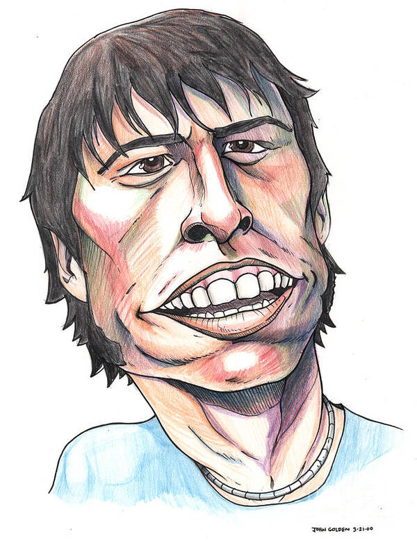 Foo Fighters Poster featuring the mixed media Dave Grohl Caricature by John Ashton Golden