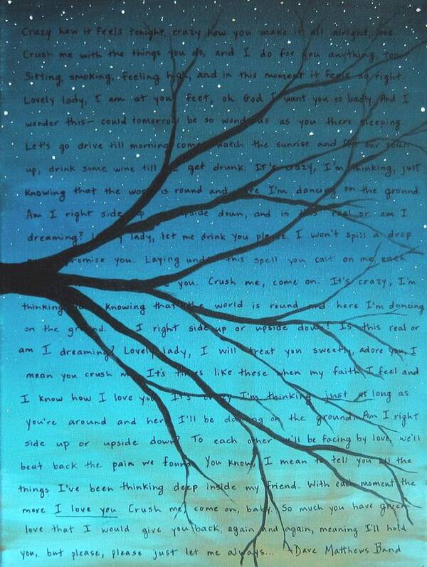 Dave Matthews Band Poster featuring the painting Dave Matthews Band Crush Lyric Art - Blue by Michelle Eshleman