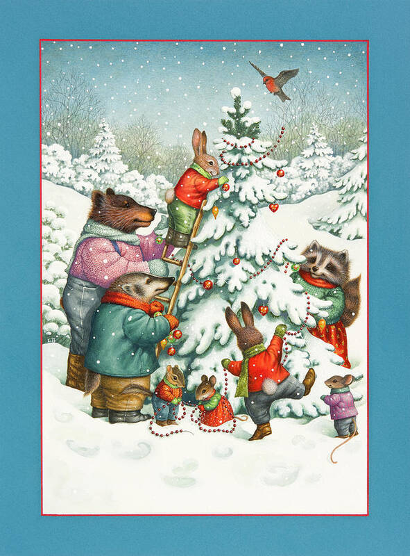 Christmas Poster featuring the painting Decorating the Tree by Lynn Bywaters