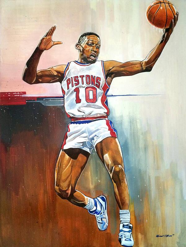 Dennis Rodman Poster featuring the painting Dennis Rodman Bad Boy Pistons by Michael Pattison