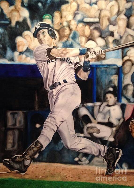 Yankees Poster featuring the painting Derek Jeter by Lance Gebhardt