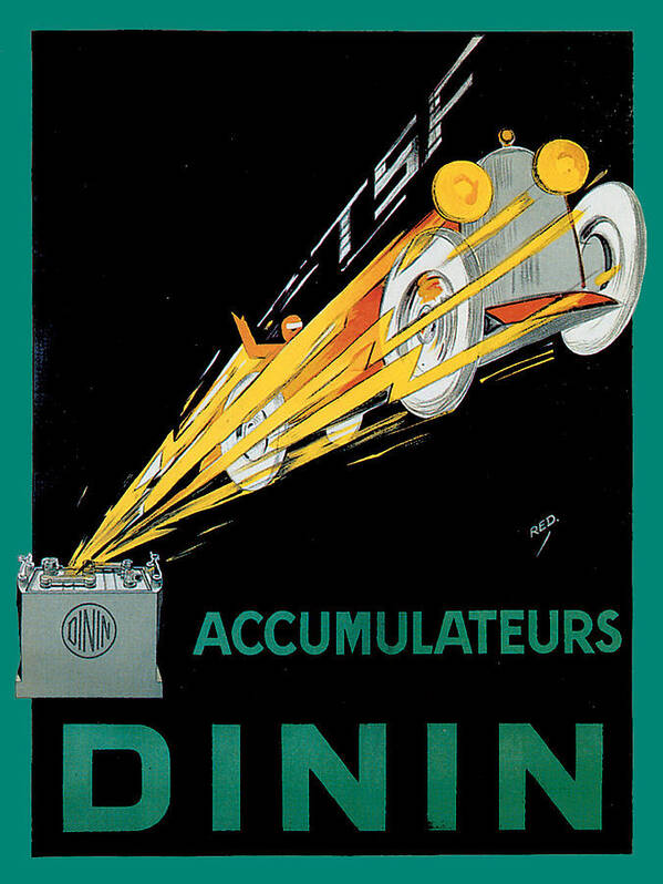 Dinin Accumulateurs Poster featuring the painting Dinin Accumulateurs by Vintage Automobile Ads and Posters
