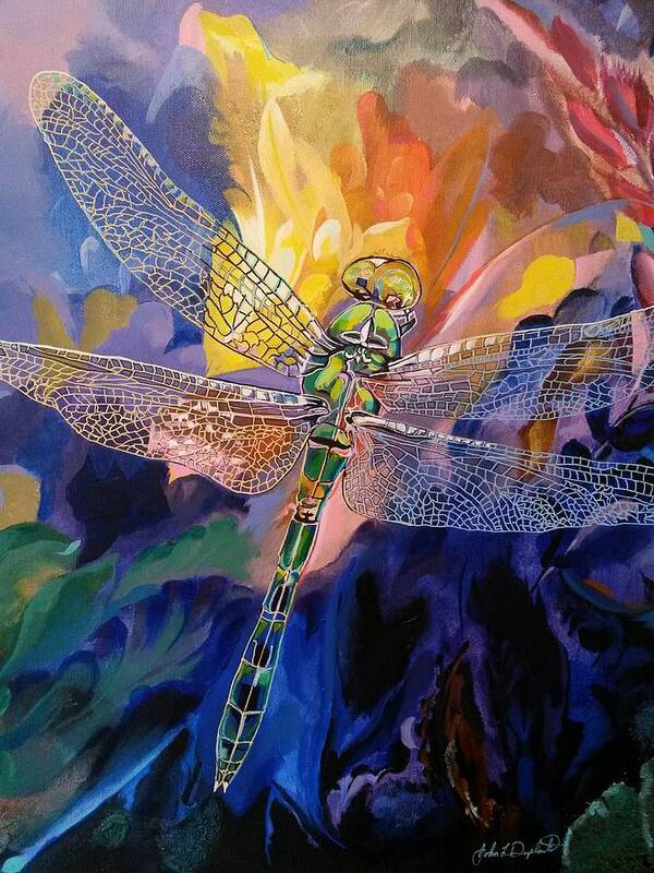 Dragonfly Poster featuring the painting Dragon Summer by John Duplantis