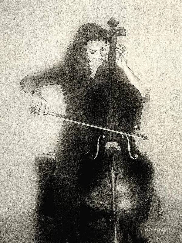Cello Poster featuring the digital art Drawing the Bow by RC DeWinter