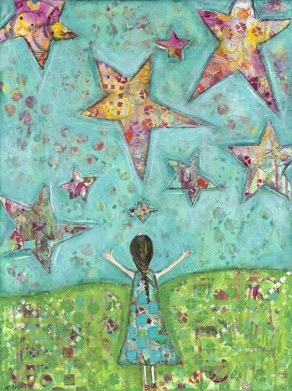 Mixed Media Poster featuring the mixed media Dreams on Stars by Kirsten Koza Reed