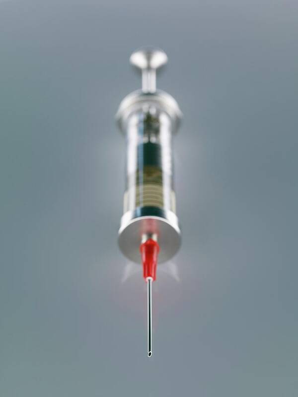 Drug Poster featuring the photograph Drug-filled Syringe by Patrick Llewelyn-davies/science Photo Library