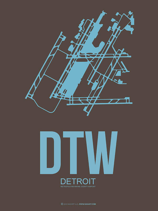 Detroit Poster featuring the digital art DTW Detroit Airport Poster 1 by Naxart Studio