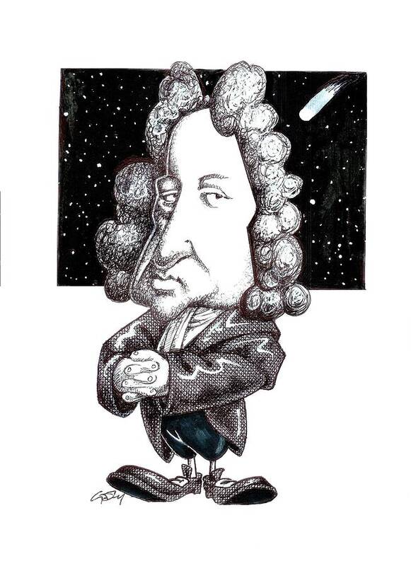 Art Poster featuring the photograph Edmond Halley, caricature by Science Photo Library