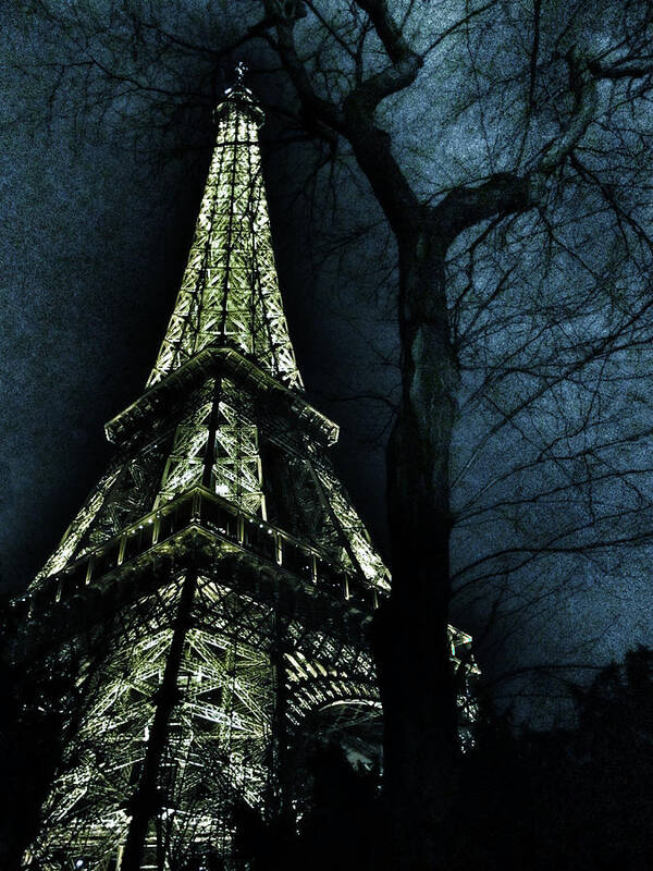 Eiffel Poster featuring the photograph Eiffel Tower at Moonlight by Marianna Mills