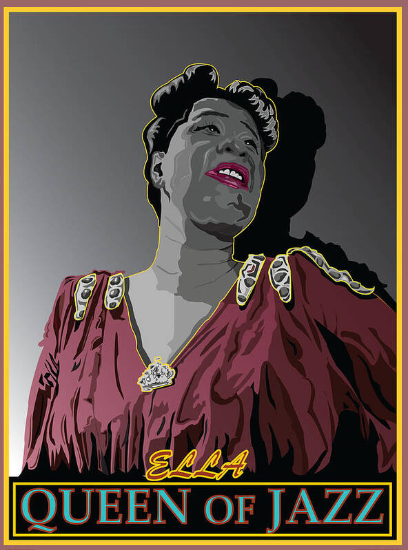 Jazz Poster featuring the digital art Ella Fitzgerald Jazz Singer by Larry Butterworth