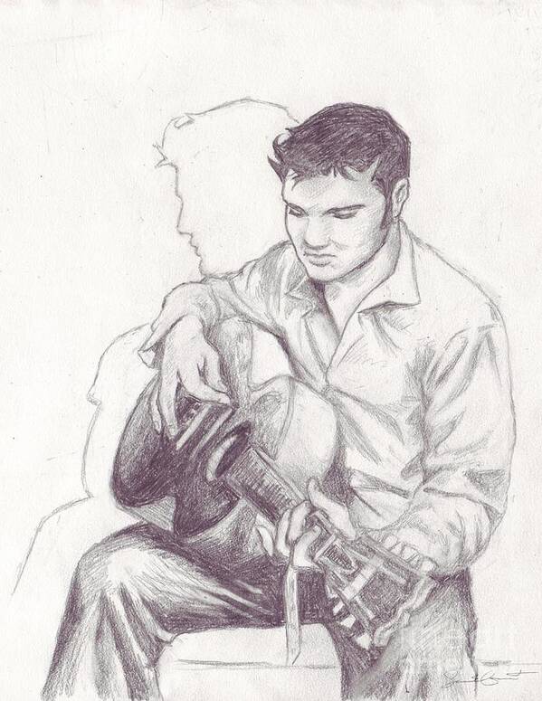 Elvis Presley Poster featuring the drawing Elvis Sketch by Samantha Geernaert