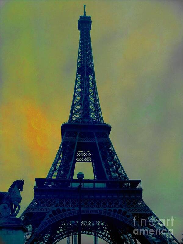 Eiffel Tower Poster featuring the digital art Evening Eiffel Tower by Marina McLain