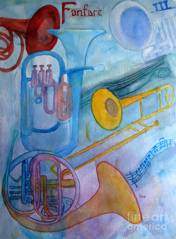 Brass Poster featuring the painting Fanfare by Sandy McIntire