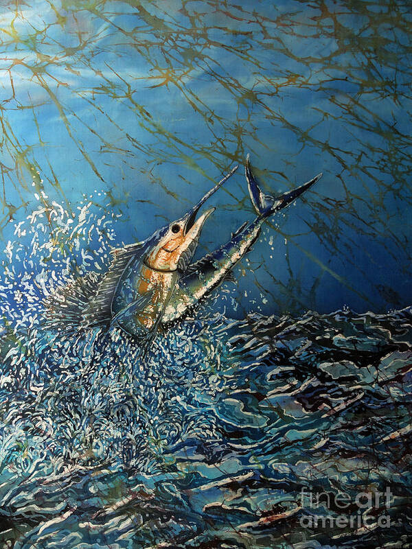 Sailfish Poster featuring the tapestry - textile Fearless by Sue Duda