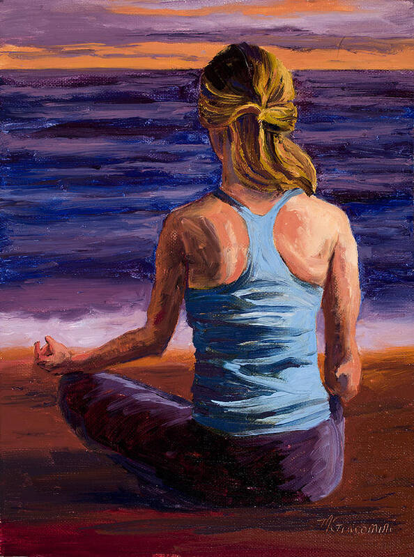 Yoga Poster featuring the painting Finding Peace Sukhasana by Mary Giacomini
