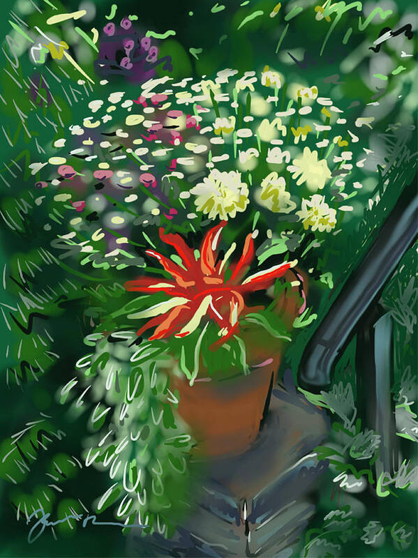 Garden Poster featuring the painting Firecracker Peppers by Jean Pacheco Ravinski
