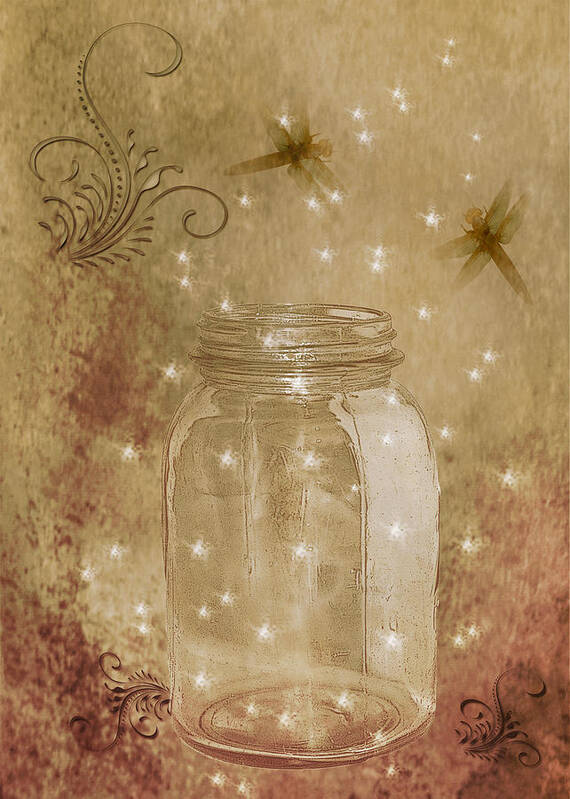 Firefly Poster featuring the digital art Fireflies and Dragonflies by TnBackroadsPhotos