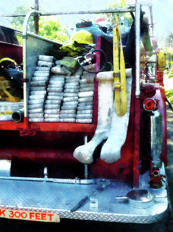 Firefighters Poster featuring the photograph Fireman - Hoses on Fire Truck by Susan Savad