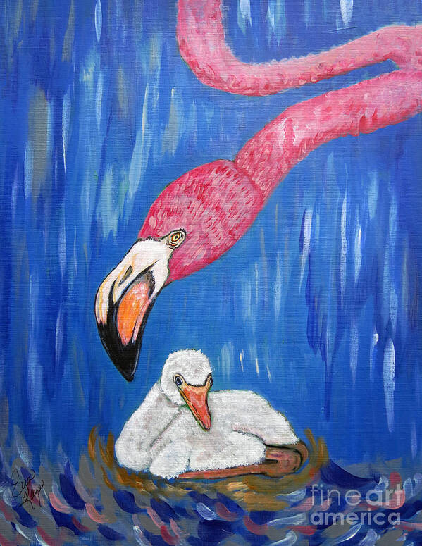 Bird Poster featuring the painting Flamingo an Expression of Love by Ella Kaye Dickey