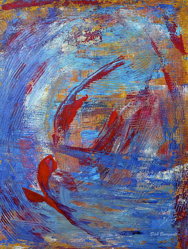 Abstract Poster featuring the painting Flight by Dick Bourgault