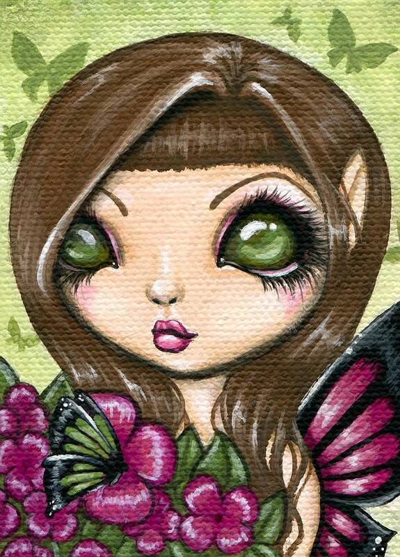 Fantasy Art Poster featuring the painting Floewer Fairy Fleur by Elaina Wagner