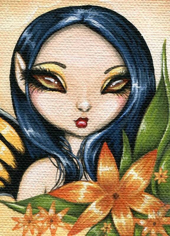 Fantasy Art Poster featuring the painting Flower Fairy Kasumi by Elaina Wagner