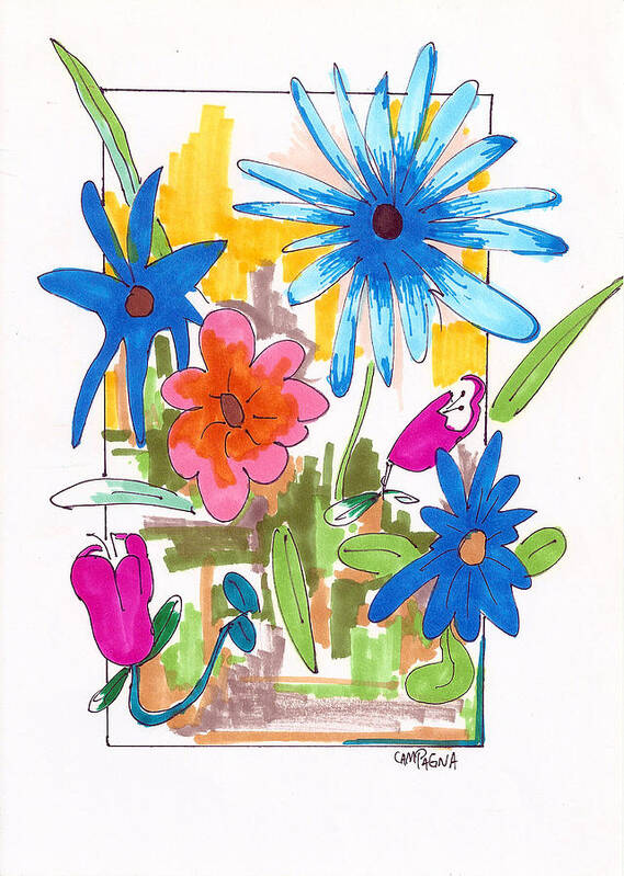 Flowers Poster featuring the painting Flower Study by Teddy Campagna