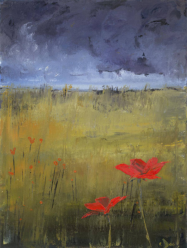 Flowers Poster featuring the painting Flowers in a Storm by Carolyn Doe