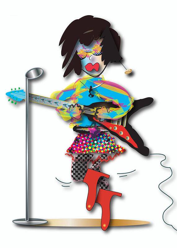 Music Poster featuring the digital art Flying V Girl by Marvin Blaine