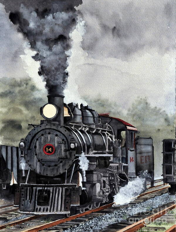 Locomotive Poster featuring the painting Foggy Morning 14 by John W Walker