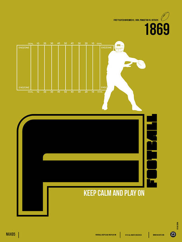 Motivational Poster featuring the digital art Football Poster by Naxart Studio