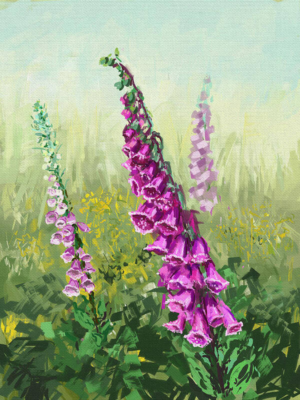 Acrylic Poster featuring the painting Foxglove flower by Marcin Moderski