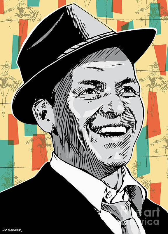 Music Poster featuring the digital art Frank Sinatra Pop Art by Jim Zahniser