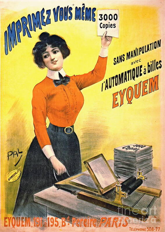 French Copier Ad 1899 Poster featuring the photograph French Copier Ad 1899 by Padre Art
